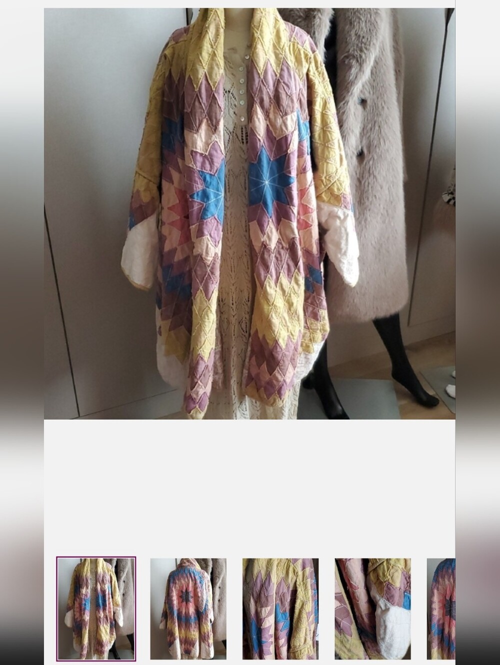Magnolia Pearl Taos Kimono Jacket Starburst Patchwork - Yellow, Pink, Blue